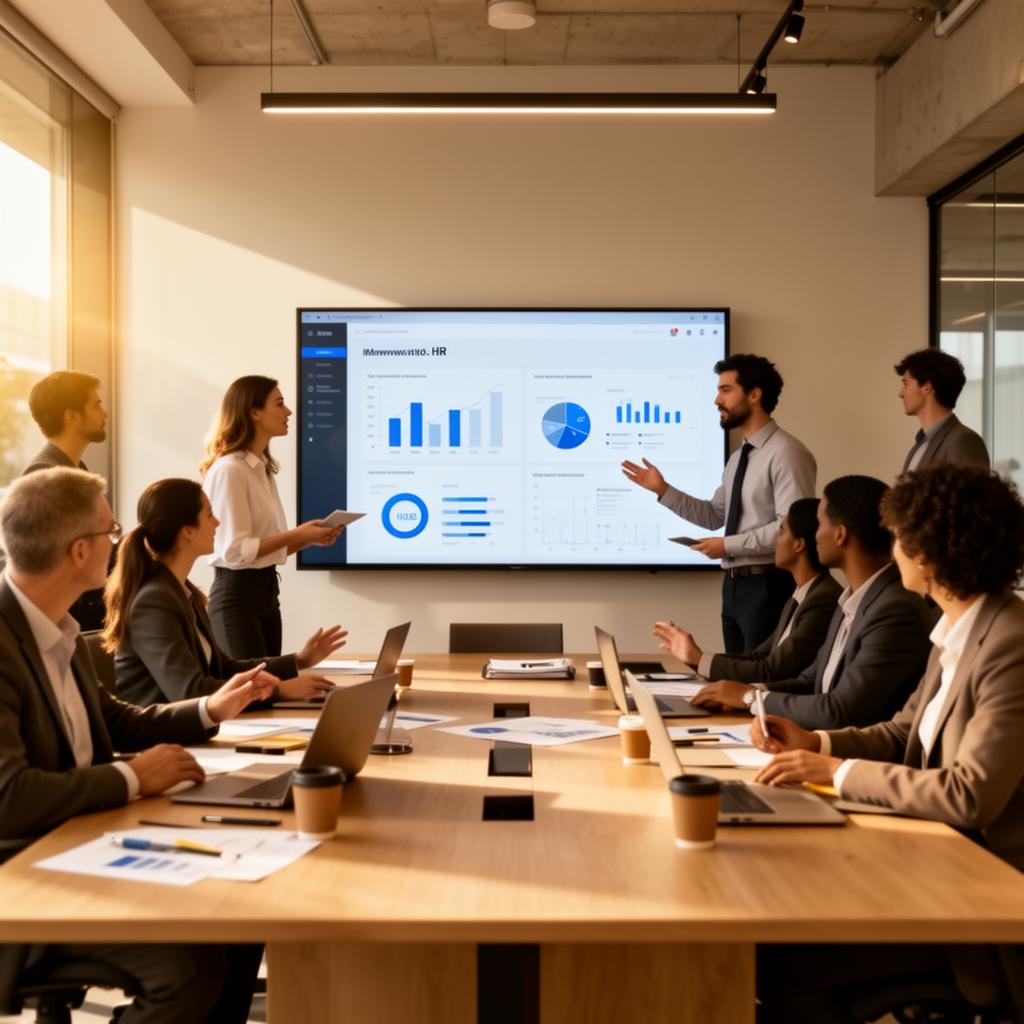 Corporate team co-creating HR solutions